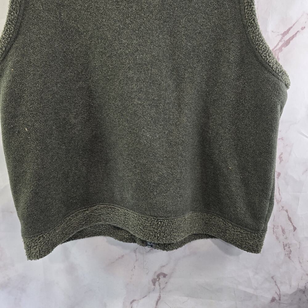 LL Bean Vest Womens XL Green Embroidered Zip Fleece Bear Flower Vintage - Picture 6 of 9